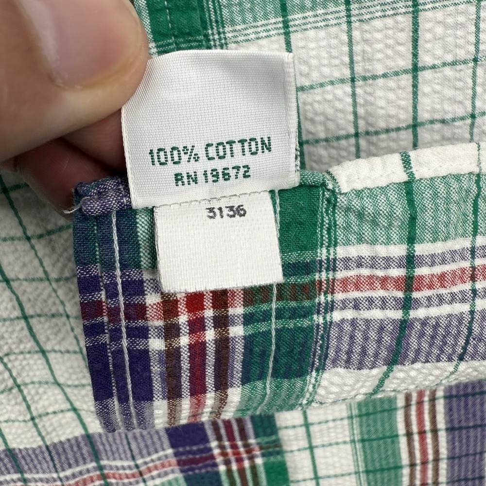 Polo Ralph Lauren Shirt Mens Medium White Green‎ Label Seersucker Preppy Cotton - Picture 7 of 11